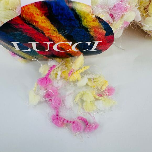 Lucci PUFF Novelty Yarn SHERBET Pink Yellow White Textured Fun Spring Colors (4) - Picture 2 of 4